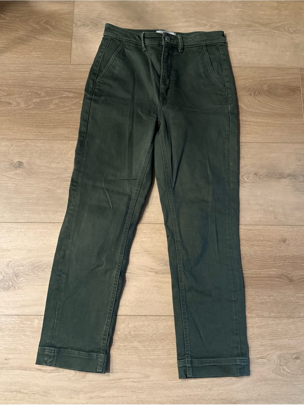 Everlane The Slim Leg Crop Olive Green Denim Jeans Women’s Size 4 Cotton Stretch